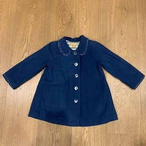 April Cornell Girls Blue A Line Jacket with Peter Pan Collar - Size 3/4
